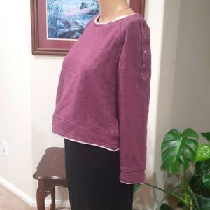 Rock & Republic M semi cropped button detail 3/4 sleeve sweater